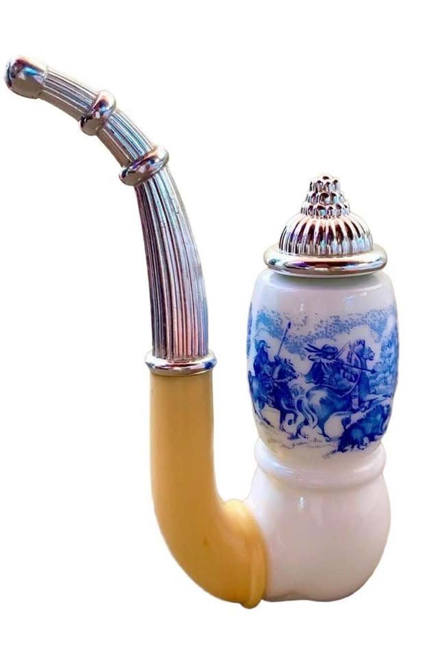 Vintage Avon Milk Glass βDutch Pipeβ Cologne Decanter Displaying βWild Boar Hunt